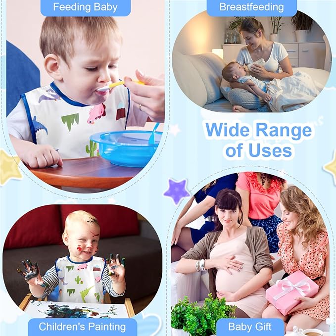Accmor Baby Bibs, Waterproof Baby Toddler Bibs, Apron Smock Bib for Baby Boys Girls, Essential Must Have for Eating, Feeding