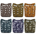 ALVABABY 6 Pack Cloth Diaper with 12 Inserts One Size Adjustable Washable Reusable Diaper Cover for Baby Girls and Boys