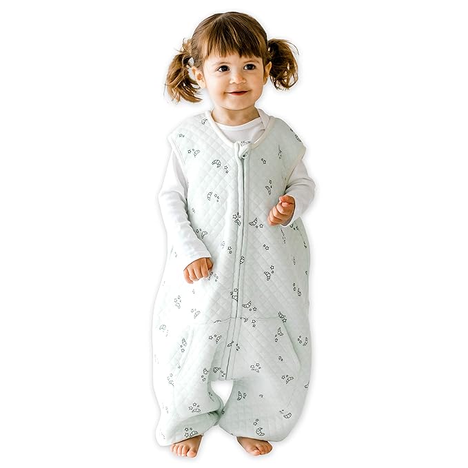Tealbee Dreamsuit Toddler Sleep Sack with Feet – Walker Sleep Bag with Legs, Rayon made from Bamboo, Summer 0.8 TOG, 2-Way Zipper, 12m-2T - Croissant