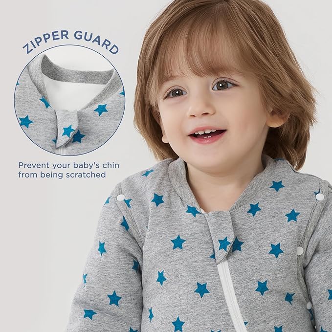 Duomiaomiao 3.5 TOG Toddler Sleep Sack 2-3T 100% Cotton Winter Side Open Zipper Baby Sleep Sack with Feet, Warm Toddler Wearable Blanket