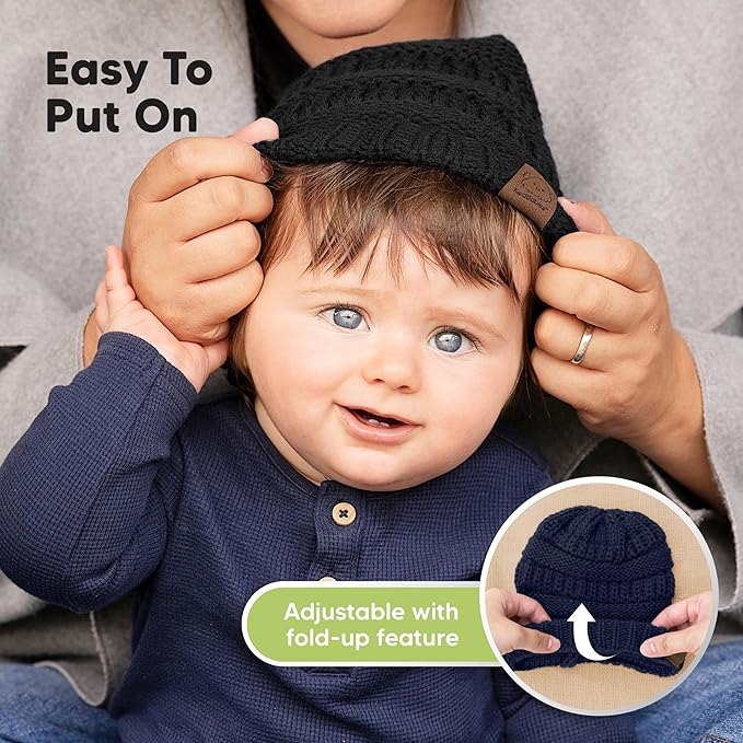 3-Pack Baby Beanies for Boys, Girls - Stretchy Knit Baby Hats, Cute Newborn & Toddler Winter Hat, Soft & Warm Infant Beanie 6-36 Months (Urban, M)