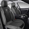 Car Seat Covers Full Coverage Seat Cover Premium Waterproof Faux Leather Cushion Universal Accessories Fit SUV Sedan Automotive Vehicle Auto Interior Seat Protector Full Set(2 Seat,Black&Gray)