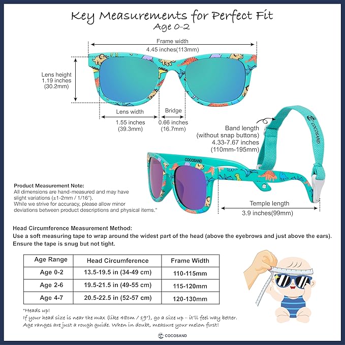 COCOSAND Flexible Baby Sunglasses with Strap Polarized UV Protection for Toddler Infant Newborn Boy Girl Age 0-24 Months