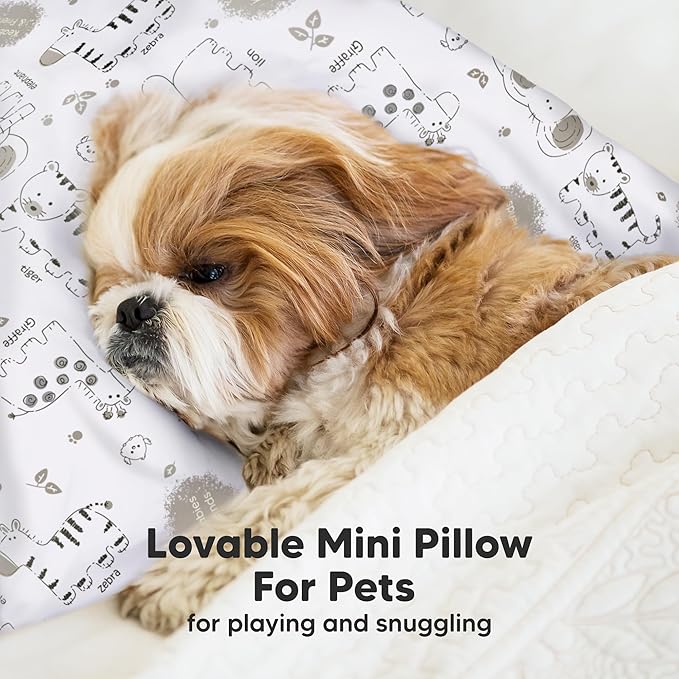 Mini Toddler Pillow with Pillowcase - 9x13 My Little Dreamy Travel Kids Pillow for Sleeping, Toddler Bed, Small, Tiny, Organic Cotton Pillowcase, Soft & Breathable, Kids 2-4 Years Old (KeaSafari)