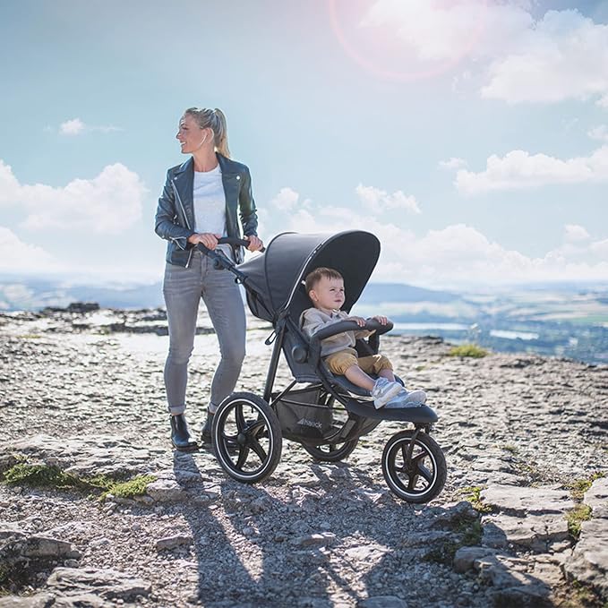 hauck 3-Wheel All Terrain Stroller with Raincover, XL Pneumatic Air Wheels, Mesh Window, and Height-Adjustable Handle, UPF 50+ - from Birth up to 48.5lbs