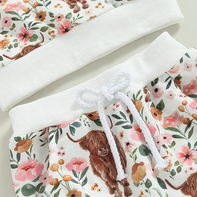 3Pcs Baby Girl Outfits Daisy Sweatshirt + Pants + Headband Infant Fall Winter Clothes