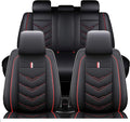 Leather Car Seat Covers Fit for LR LR4 2009-2016, 5 Seater Waterproof and Wear-Resistant Seat Cover Interior Accessories(Full Set,Black&Red)