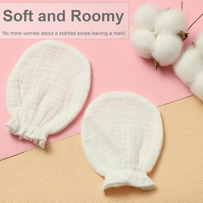 MOMSMENU Newborn Mittens No Scratch 100% Cotton Mitts Boy Girl baby mittens 0-6 months 6 Pack