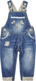 KIDSCOOL SPACE Baby Little Kids Cute Denim Embroidered Fashion Jean Overalls