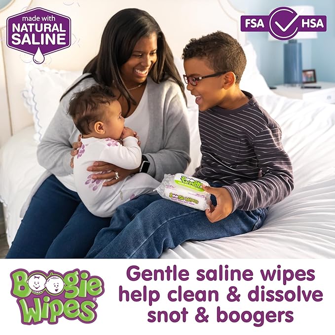 Baby Wipes Unscented by Boogie Wipes, Wet Wipes for Face, Hand, Body & Nose, Made with Vitamin E, Aloe, Chamomile and Natural Saline, 30 Count, Pack of 6