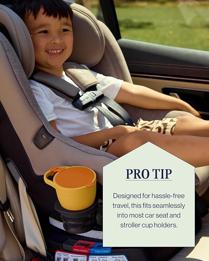 Lalo Snack Cup - Mess-Free Silicone Snack Cups for Toddlers & Babies with Detachable Lid, BPA-Free Baby Snack Containers, Fits Most Stroller & Car Seat Cup Holders, Dishwasher Safe, Citrus Peel