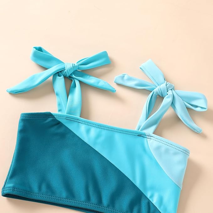 YOUNGER TREE Toddler Girls Two Pieces Swimsuit Color Block Stripe Swimwear Summer Beach Bathing Suit 18M-5T