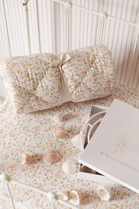 Pehr Baby Play Mat, Floret | Ultra-Soft Quilted 100% Cotton Exterior with Plush Polyester Fiberfill | for Tummy & Playtime | 40” Diameter
