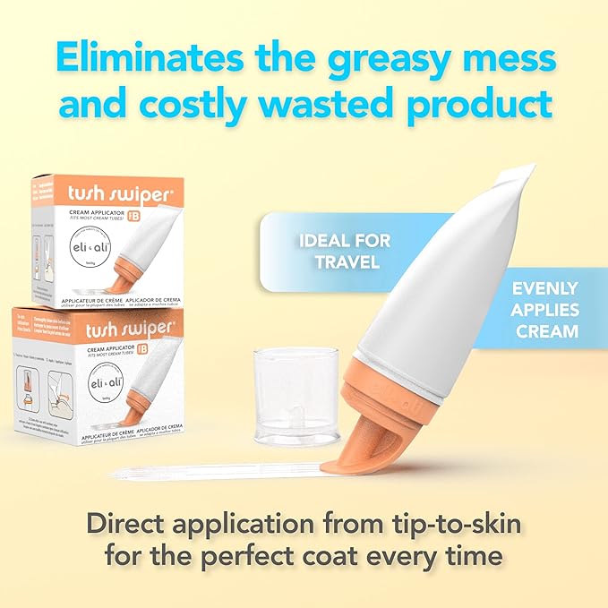 Eli & Ali Tush Swiper - Diaper Rash Cream & Butt Paste Applicator - Universal Fit for Most Diaper Creams | Mess-Free & Hygienic Alternative to Cream Spatula - Carry Less Baby Gear - Orange, 3 Pack