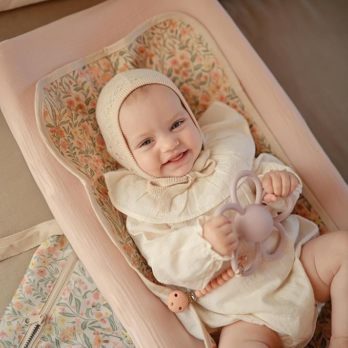 mushie Waterproof Changing Pad Liners | 100% Organic Cotton | Set of 3 (Pastel Blooms Combo)