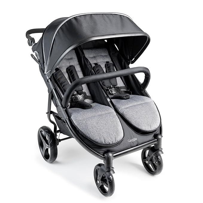 Gaggle by Foundations Roadster Duo Side by Side Double Stroller | Lightweight Compact Double Stroller for Toddlers | Easy to Fold & Maneuver | Amusement Park Approved | Black