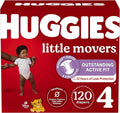 Huggies Size 4 Diapers, Little Movers Baby Diapers, Size 4 (22-37 lbs), 120 Count, Packaging May Vary