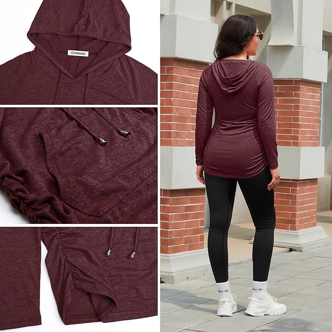 GINKANA Maternity Hoodie Long Sleeves Shirts Casual Maternity Top Pregnancy Sweatshirt Casual Clothes