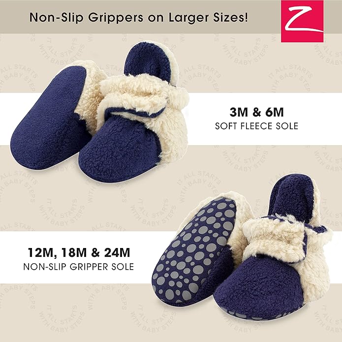 Zutano Unisex Fleece Baby Booties, Two Snap Closure, Newborn to 24 Months