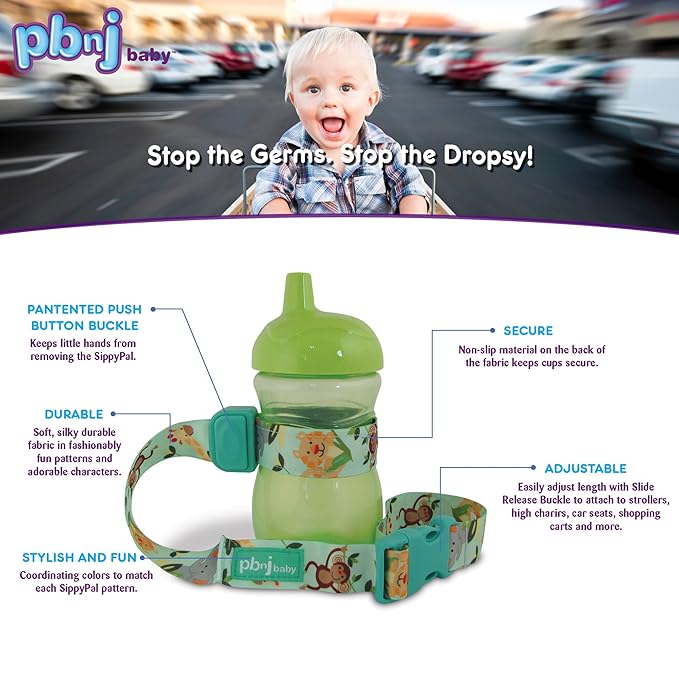 PBnJ Baby SippyPal Sippy Cup Holder Strap Leash Tether (ABC 2-Pack)