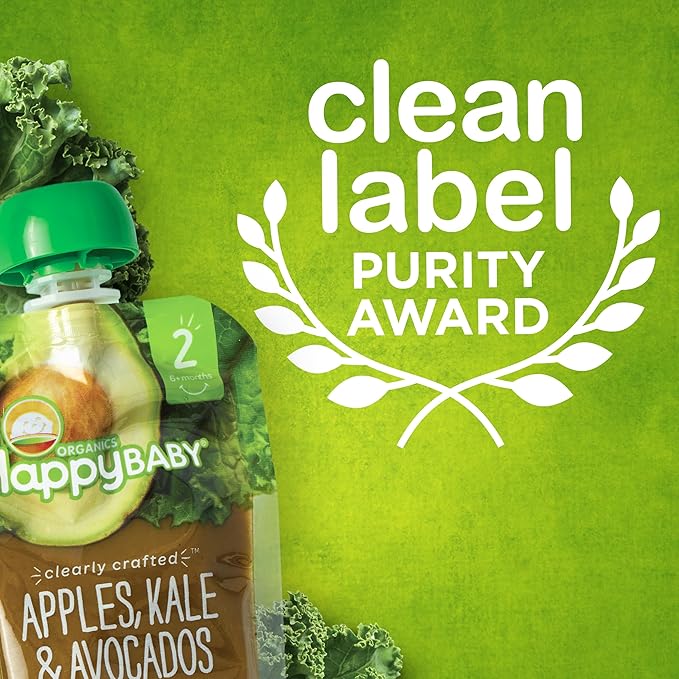 Happy Baby Clearly Crafted, Organic Baby Food, Stage 1, Prunes, 3.5oz Clear Pouch (16 Count)