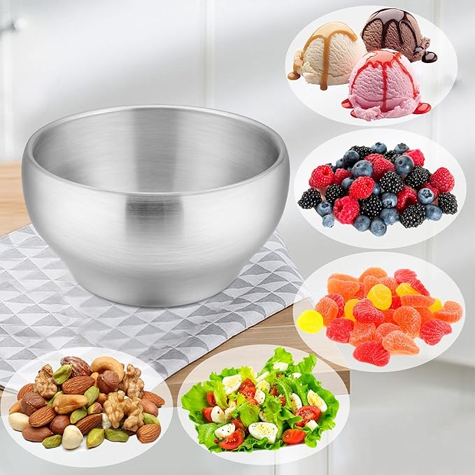 LIANYU 12 Ounce Stainless Steel Bowls Set of 5, Children Kids Toddlers Bowls Set for Soup, Cereal, Rice, Snack, Salad, Healthy & Dishwasher Safe