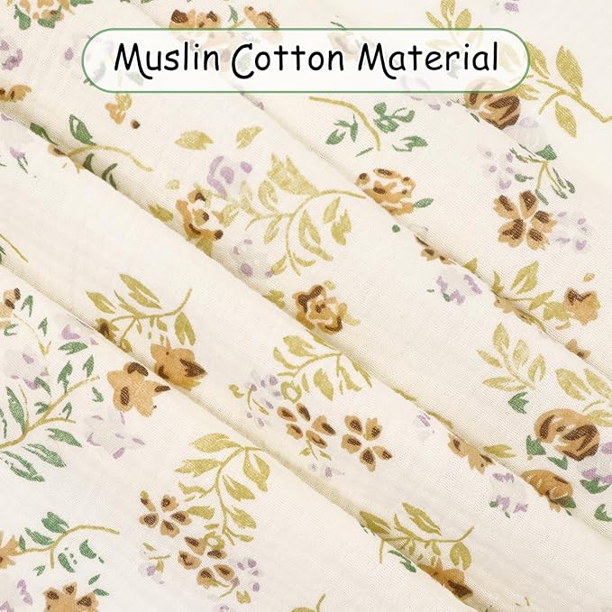 Muslin Nursing Cover for Baby Breastfeeding, Breathable 100% Cotton Privacy Nursing Covers, Multi Use Car Seat Stroller Cover (Floral)
