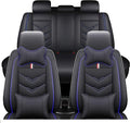 Leather Car Seat Covers Fit for LR Range Rover 2022-2025, 5 Seater Waterproof and Wear-Resistant Seat Cover Interior Accessories(Full Set with Pillow,Black&Blue)