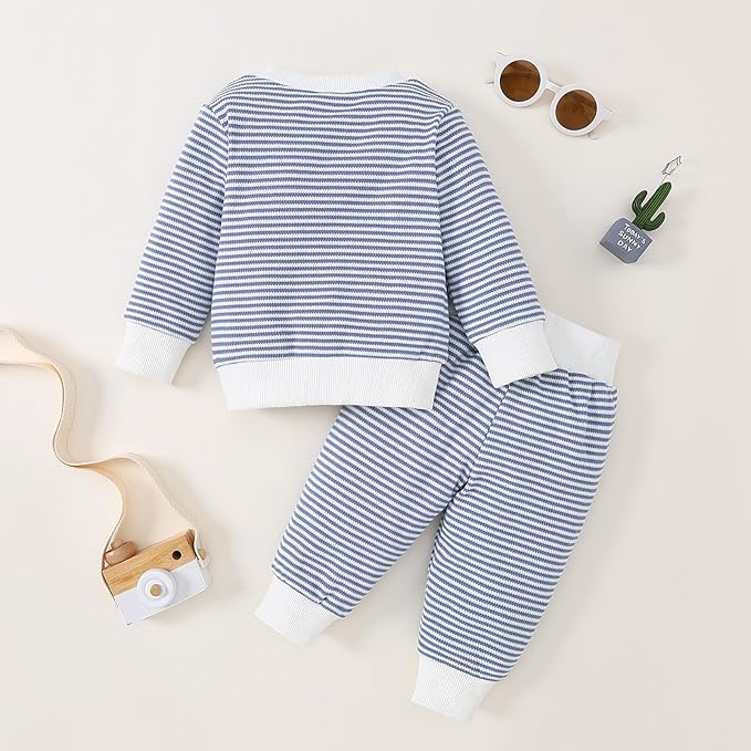 Toddler Baby Boy Fall Winter Clothes Crewneck Long Sleeve Sweatshirt Pullover Tops + Casual Pants Outfit Set