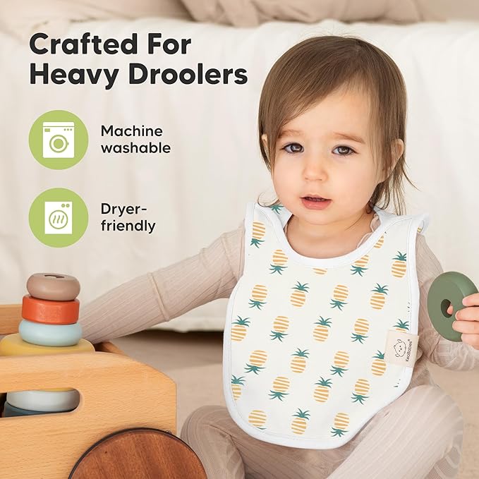 8-Pack Baby Bibs for Boys, Girls - Pullover Bibs for Drooling Teething Baby Girl & Boy Toddler, Newborn, Soft & Absorbent, Cute Colors, Large Torso Coverage Keep Infant Clean & Dry (Mesozoic)