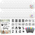 Newwiee 55 Pcs White Bibs for Baby Decorating Design a Bib Decorate Plain newborns Bibs Wooden Sign for Baby Shower Games Kit