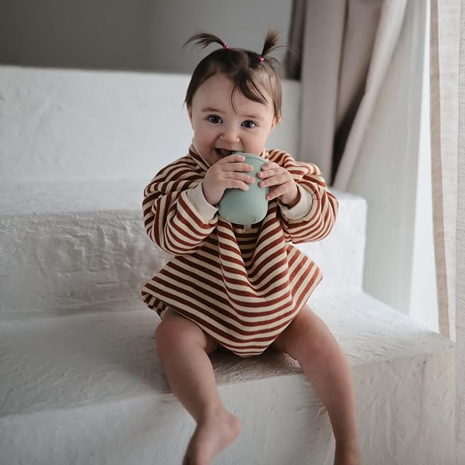 mushie 100% Silicone Baby Sippy Cup | 6 Months+ (Cambridge Blue)