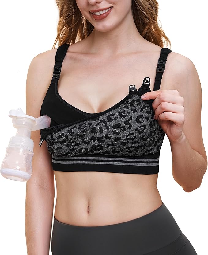 Momcozy Pumping Bra Hands Free | Seamless Nursing Bras for Pumping | Breast Pump Bra with Fixed Padding, Wireless