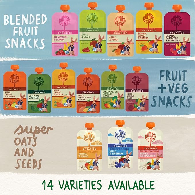 Pumpkin Tree Peter Rabbit Organics Strawberry and Banana Pure Fruit Snack, 4 Ounce (Pack of 36)