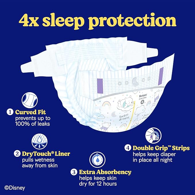 Huggies Size 6 Overnites Baby Diapers: Overnight Diapers, Size 6 (35+ lbs), 84 Ct (2 Packs of 42), Packaging May Vary
