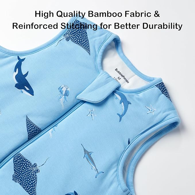BubblePanda Rayon Made from Bamboo Toddler Sleep Sack with Feet 6-12 Months 1.0 Tog Ultra Soft Toddler Sleeping Sack Baby Sleep Bag Walker Quilted Wearable Blanket with Legs 2-Way Zipper Lightweight