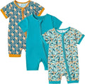 OPAWO Bamboo Baby Pajamas 3 Pack, Double Zipper Bamboo Sleepers for Baby Boy Girl Romper, Toddler Summer Clothes Outfit 0-24M