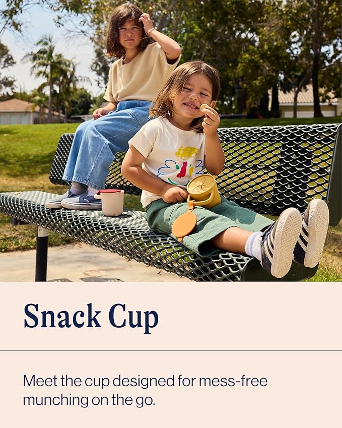 Lalo Snack Cup - Mess-Free Silicone Snack Cups for Toddlers & Babies with Detachable Lid, BPA-Free Baby Snack Containers, Fits Most Stroller & Car Seat Cup Holders, Dishwasher Safe, Berry & Cream