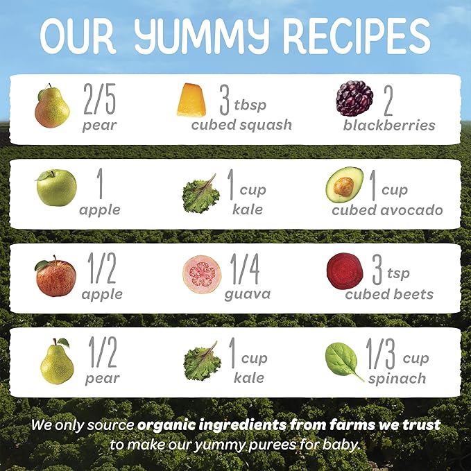 Happy Baby Organics Stage 2 Baby Food Pouches, Gluten Free, Vegan & Healthy Snack, Clearly Crafted Fruit & Veggie Puree, Fruit & Veggie Variety Pack, 4 Ounces (Pack of 16), Amazon Exclusive