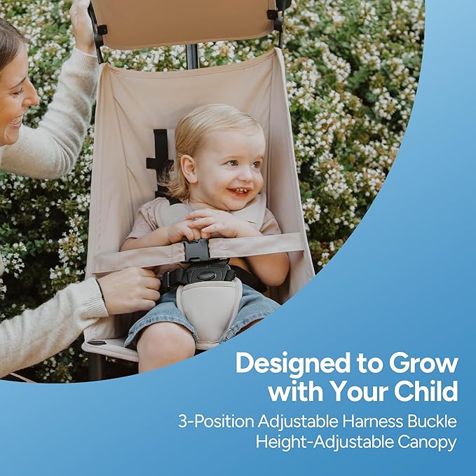 Mompush Jeto Lightweight Travel Stroller – 9.8 lbs Ultra-Compact, One-Hand Fold, Airplane Cabin Approved, All-Terrain Wheels, Smooth Ride for Toddlers, Perfect for Travel & Daily Use