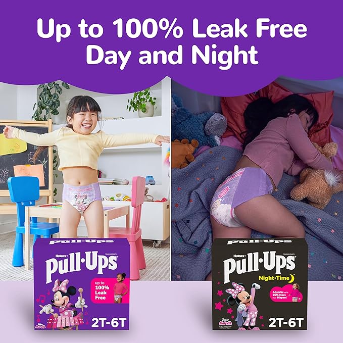 Pull-Ups Girls' Night-Time Potty Training Pants, Size 3T-4T Overnight Training Underwear (32-40 lbs), 72 Ct