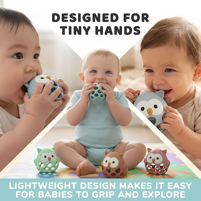 Baby’s Way Teething Toy – Owl Silicone Teether Toy for Babies 3–6 Months Toys for 6–12 Months – Baby Teething Relief, Silicone Teethers for Babies