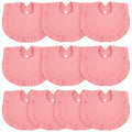Seematn 10 Pcs Baby Muslin Bibs Drool Bibs Bandana Ruffle Soft Cotton for Newborn Baby Infants Girl Teething Toddlers Boy(Pink)