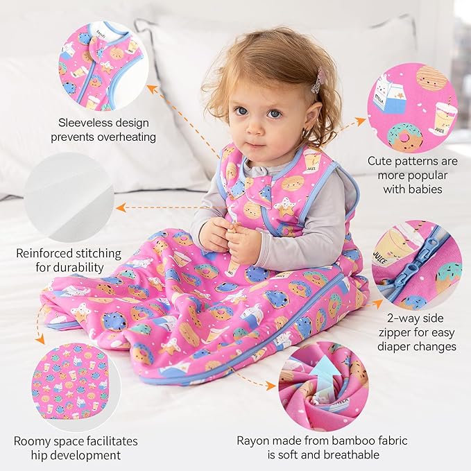 Rayon Made from Bamboo Sleep Sack 12-18 Months Supersoft Toddler Sleep Sack 1.0 Tog Baby Wearable Blanket with 2-Way Zipper Unisex Sleeping Bag for Babies