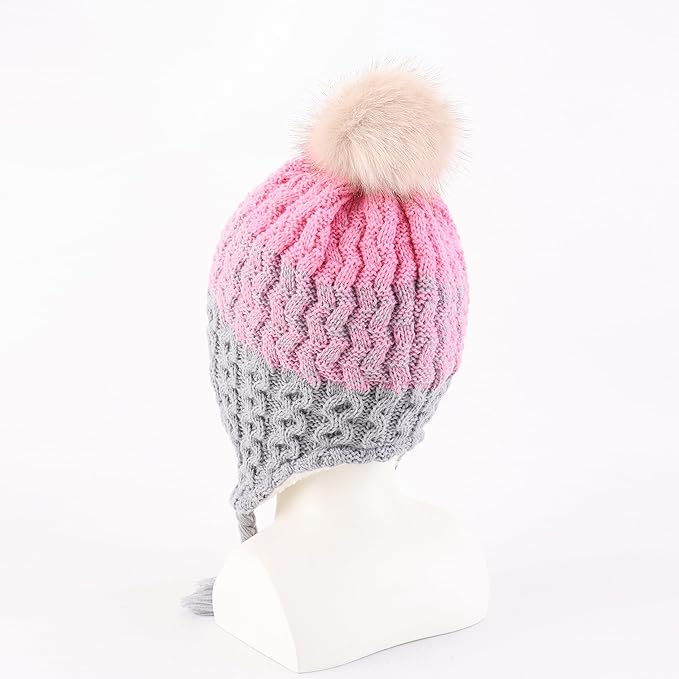 LANGZHEN Toddler Kids Infant Winter Hat,Earflap Knit Warm Cap Fleece Lined Beanie for Baby Boys Girls