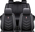 Leather Car Seat Covers Fit for LR Range Rover Evoque 2019-2025, 5 Seater Waterproof and Wear-Resistant Seat Cover Interior Accessories(Full Set,Black&White)