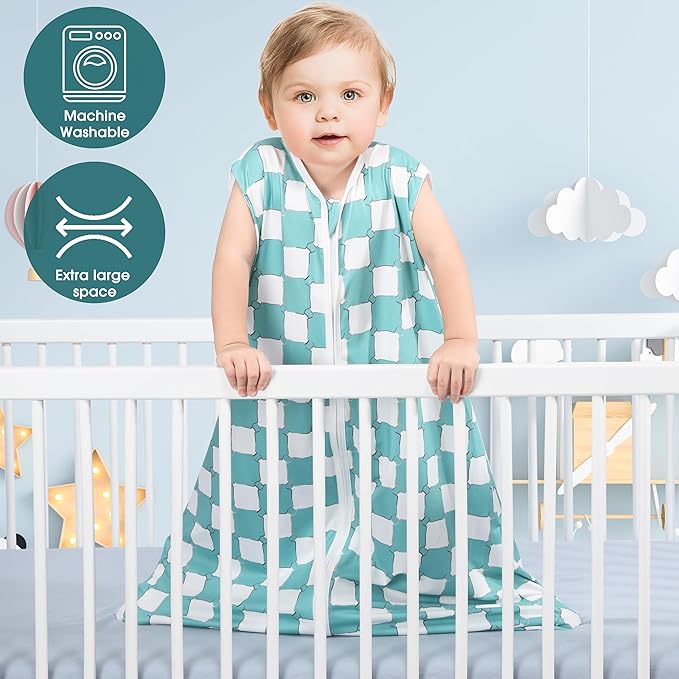 Baby Sleep Sack 0-6 Months 3 Pack Baby Wearable Blanket 100% Rayon Cotton 2-Way Zipper Toddler Sleeping Sack .Comfy Soft Lightweight TOG 0.3 (Bohemia&Checkered&Blue)
