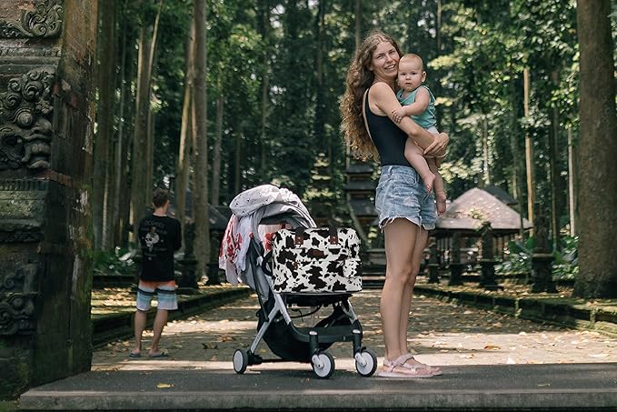 Pritent Diaper Bag Tote - Diaper Baby Bags with Pacifier Case, Shoulder Straps, Stroller Clips, Waterproof Large Mommy Maternity Bag Travel Baby Bag for Mom and Dad, Cowprint, Medium