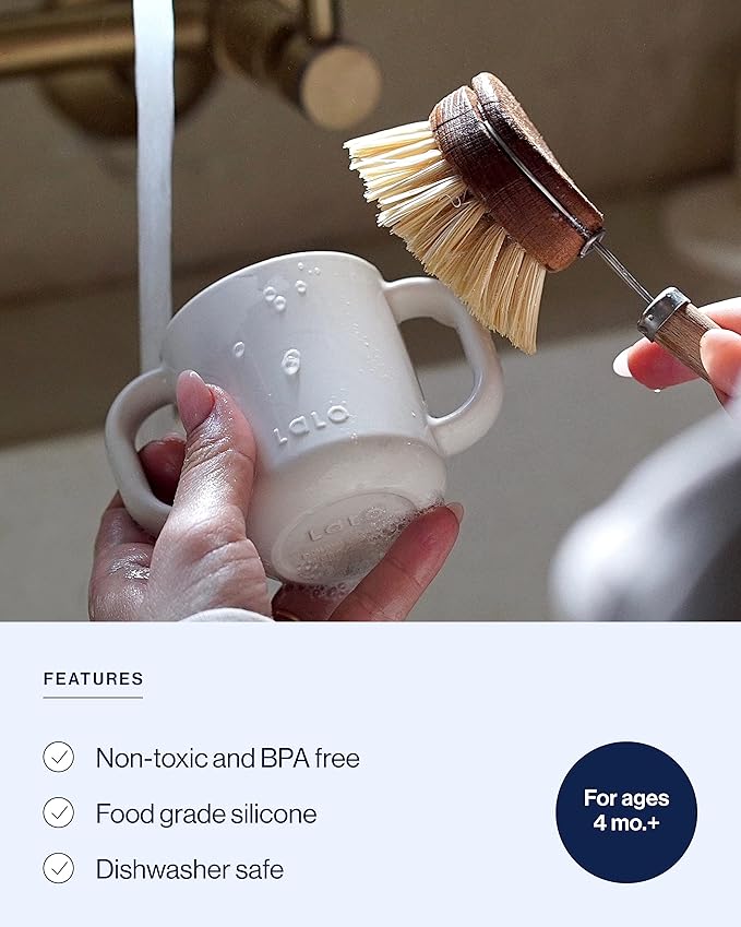 Lalo Little Cup, Non-Toxic Silicone Straw Cup with Handles - Baby and Toddler Sippy Cup - Mini Cup and Straw Training System, 4oz, Oatmeal