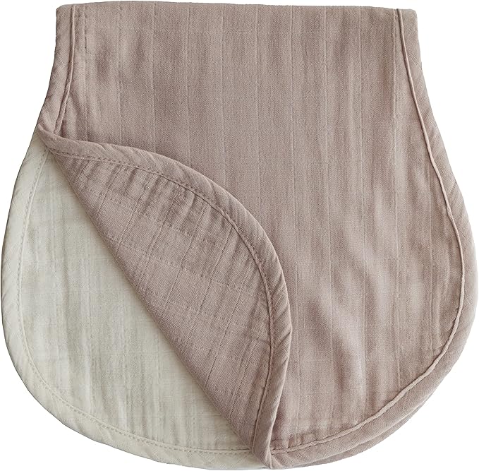 mushie Muslin Baby Burp Cloths | 100% Organic Cotton, Set of 2 (Natural/Fog)